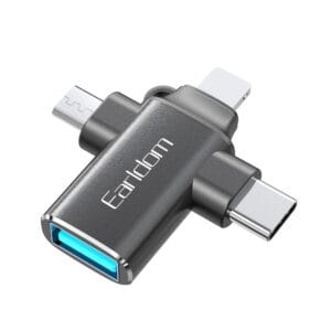 Earldom® 3in1 Converter USB 3.0 OTG to microUSB / Lightning / USB-C- Black